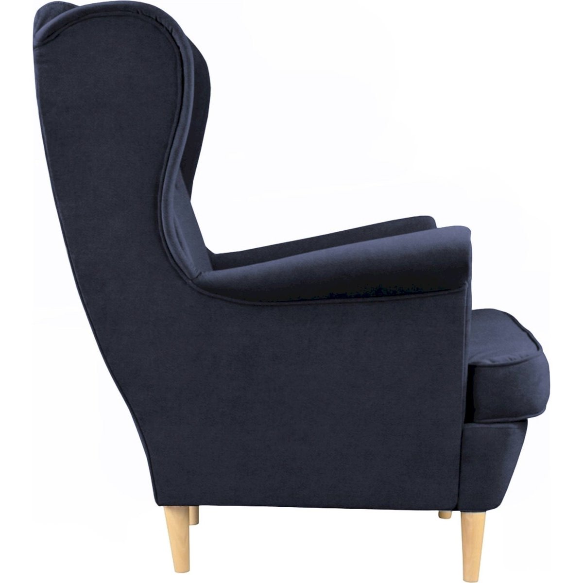 Fauteuil bergère capitonné collection MALMO bleu nuit cloud, RECOLLECTION