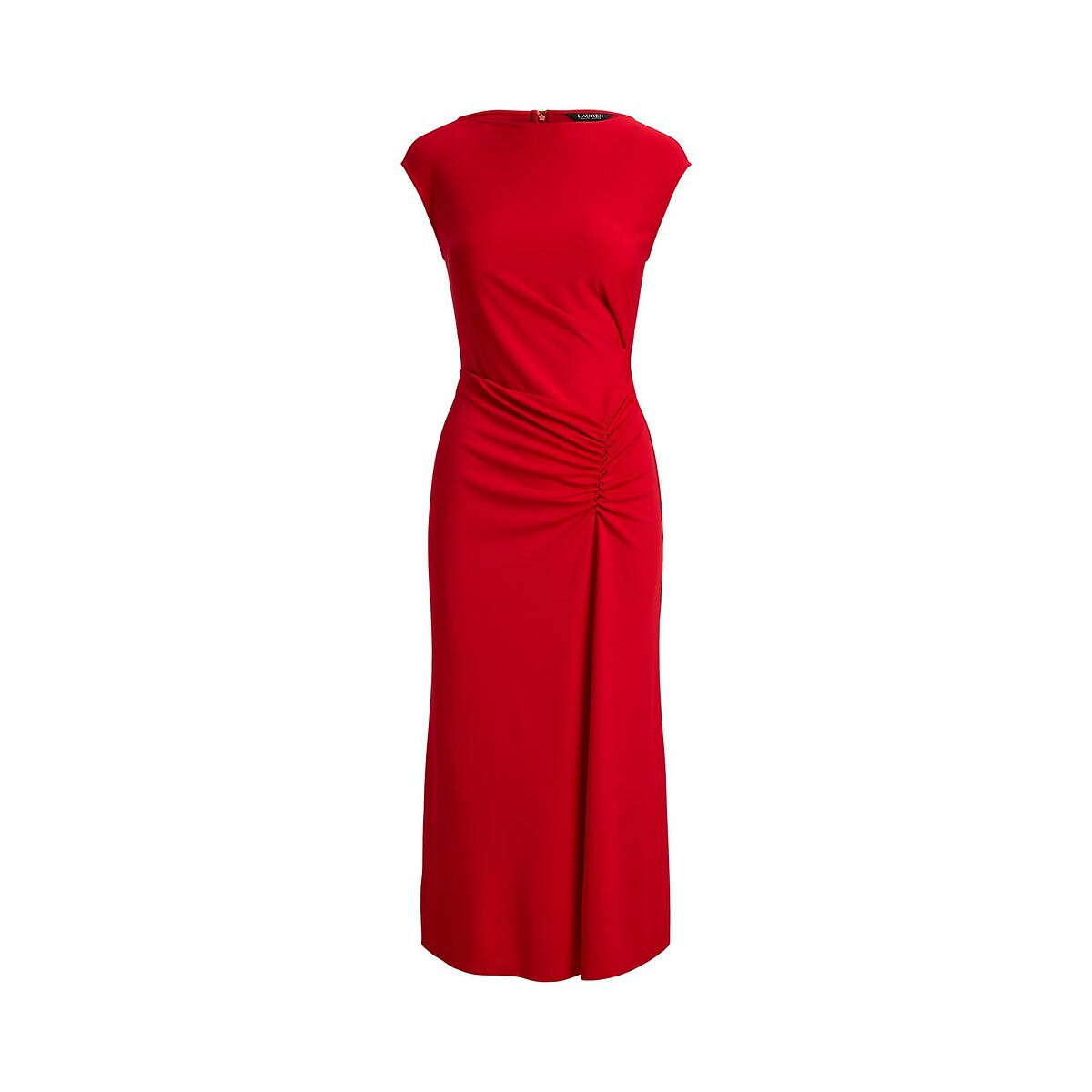 Robe midi manches courtes drapée  rouge, LAUREN RALPH LAUREN