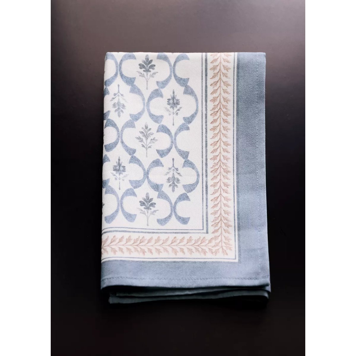 Serviettes de table en coton à imprimé treillis bleu, MANGO HOME