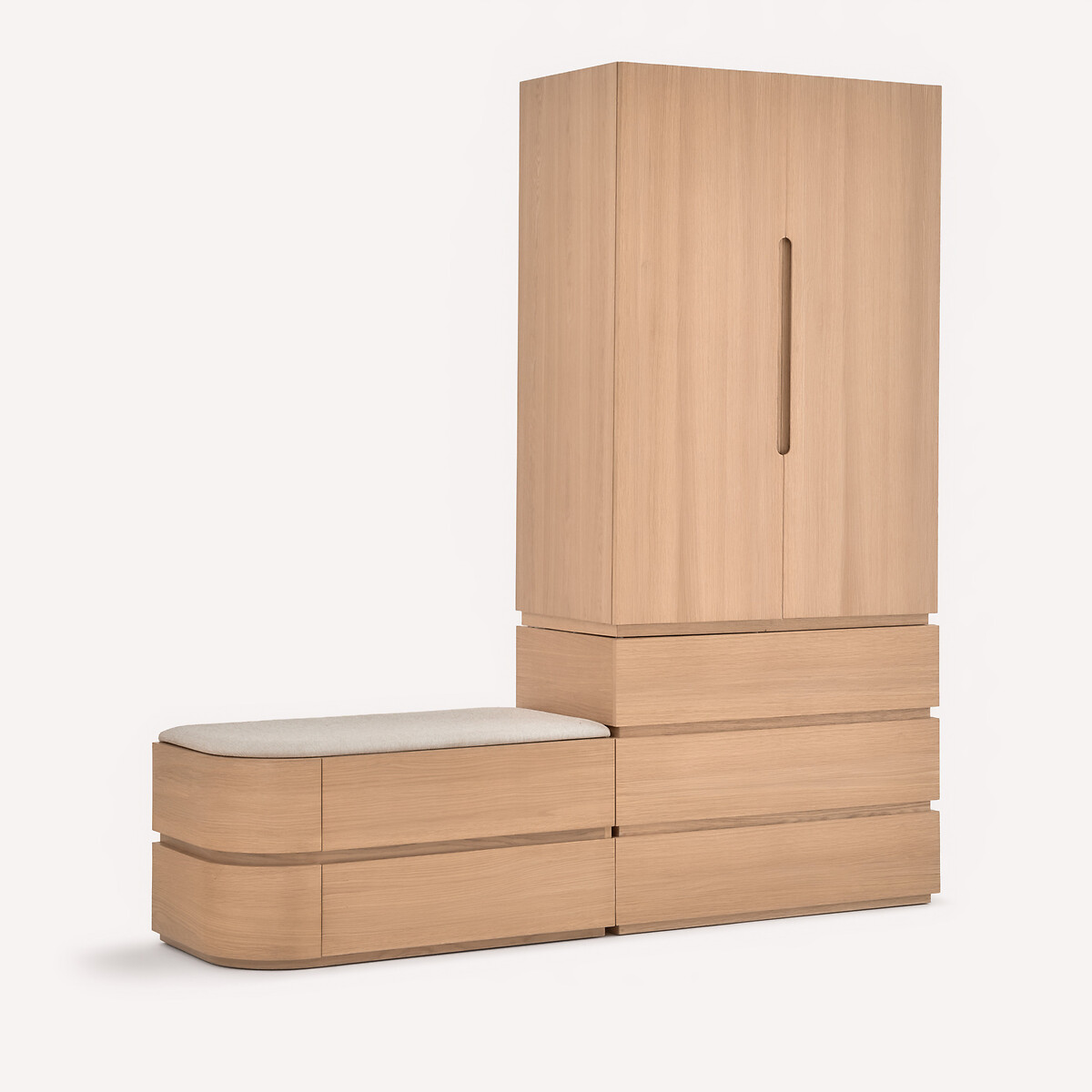 Élément armoire avec étagères pour dressing modulable, en plaqué chêne, EVORIA naturel, AM.PM