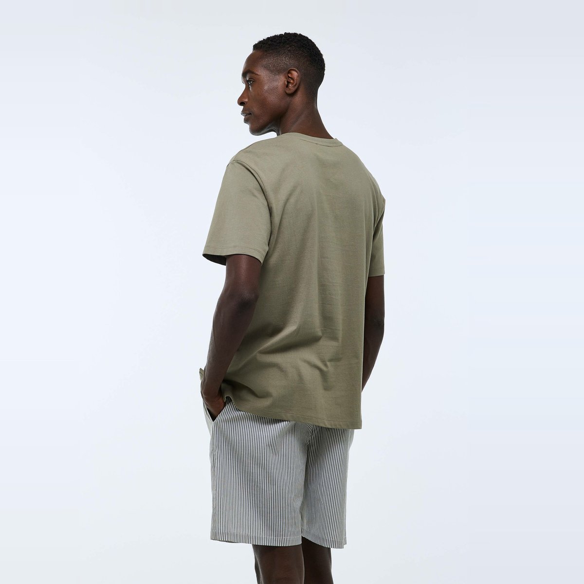 Pyjama T-shirt manches courtes et Short rayé en coton BIO GOTS vetiver, MONOPRIX