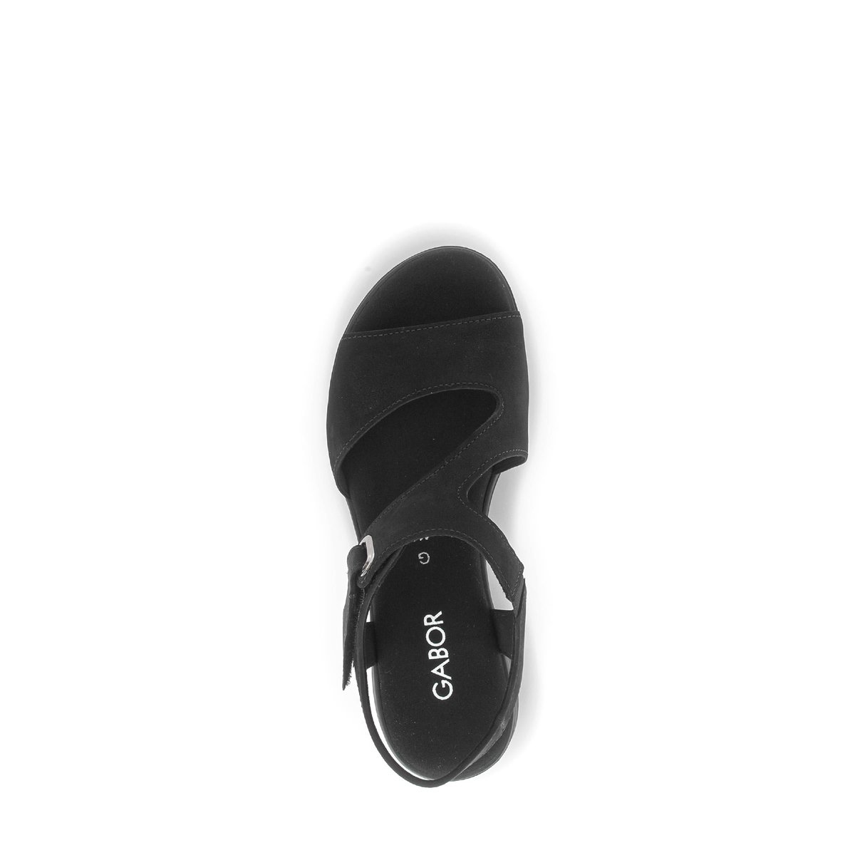 Sandales en cuir à talon compensé noir, GABOR