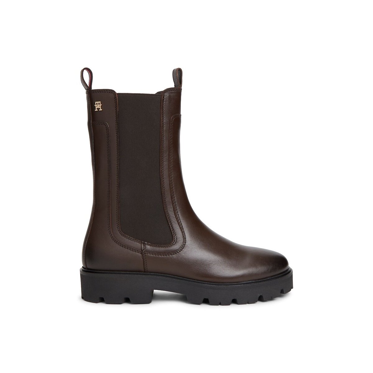 Leather High Chelsea Boots dark brown, TOMMY HILFIGER