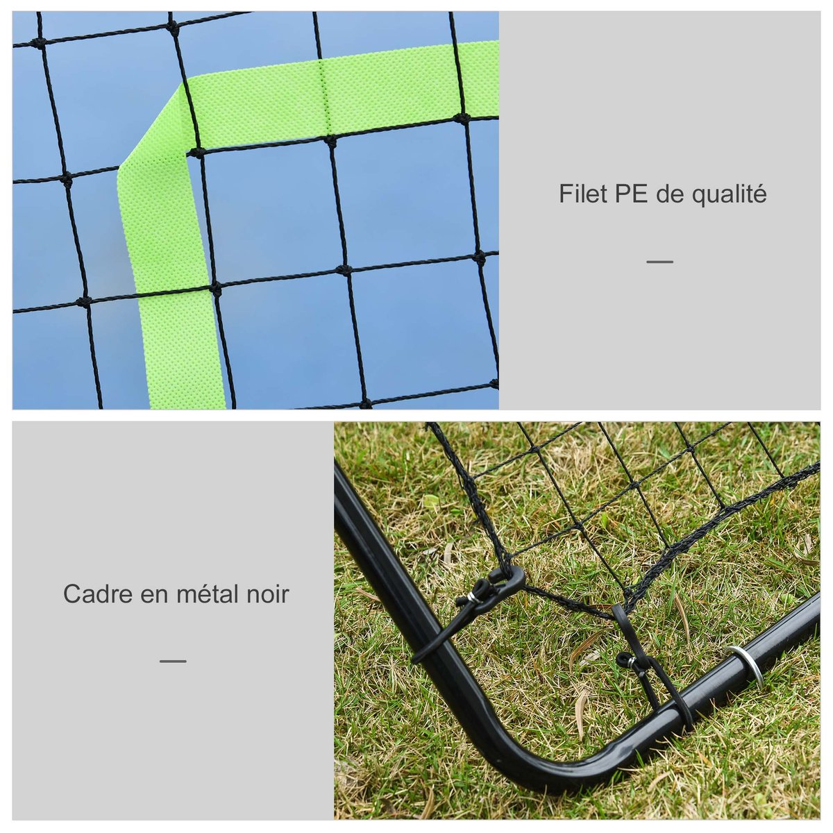 Filet de rebond pour le baseball PE Noir noir, HOMCOM