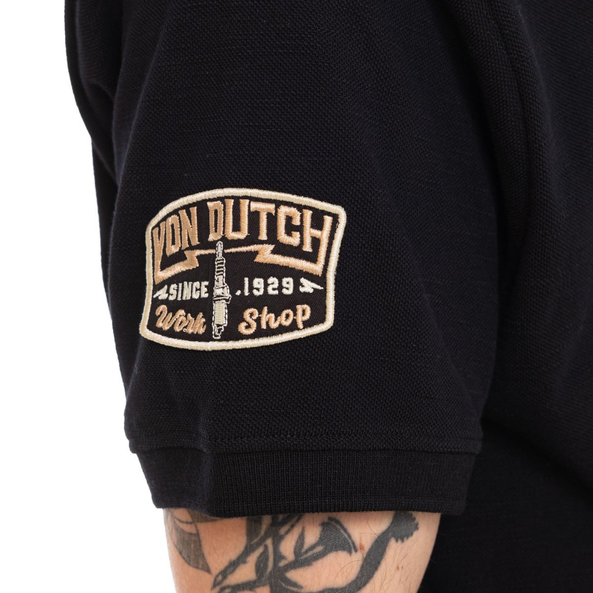 Polo coton piqué RAPH noir/beige, VON DUTCH