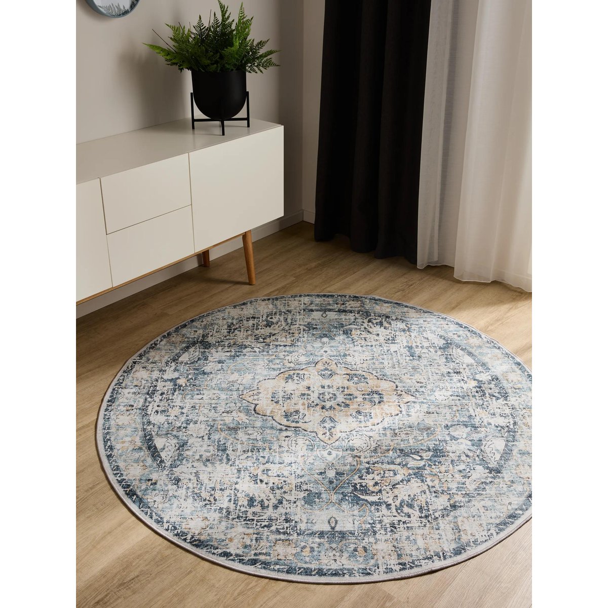 Tapis rond lavables GEORGE bleu, BENUTA