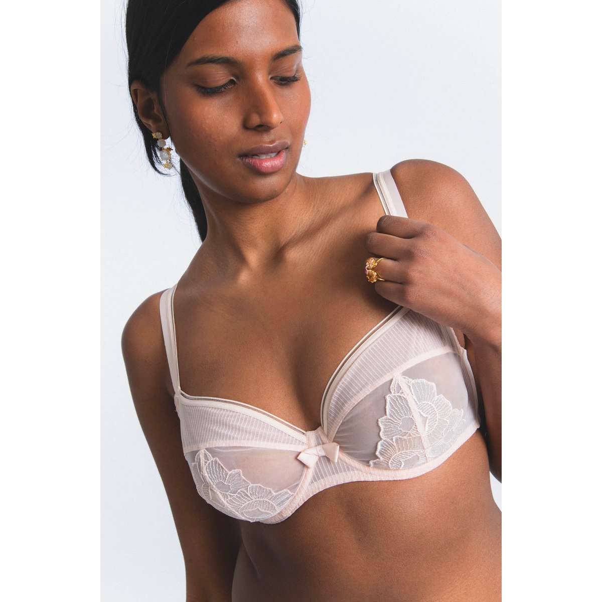 Soutien-gorge corbeille grande taille en broderie INTUITION quartz, MAISON LEJABY