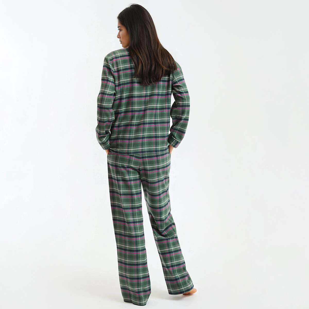Checked Flannel Pyjamas green checks, LA REDOUTE COLLECTIONS