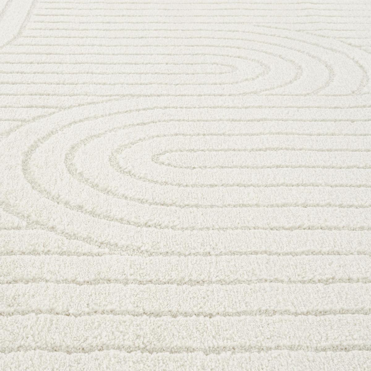 Tapis salon, motif géométrique en relief, poil ras, LYN9 ARC beige, UN AMOUR DE TAPIS
