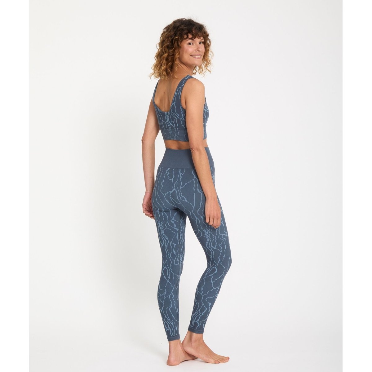 Brassière jacquard  DATTA bleu métal, YOGA SEARCHER