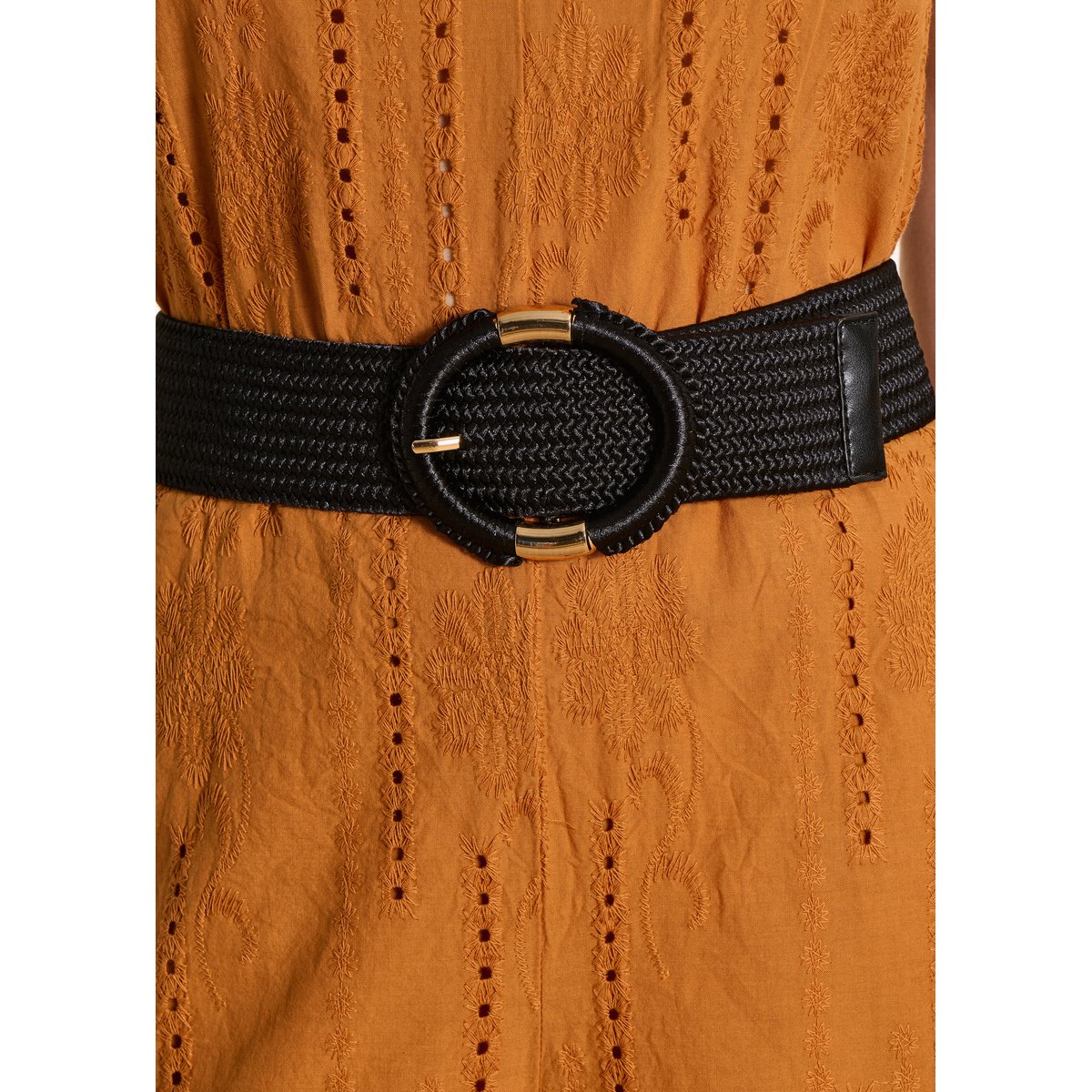 Ceinture large élastiquée boucle ovale noir, LA FEE MARABOUTEE