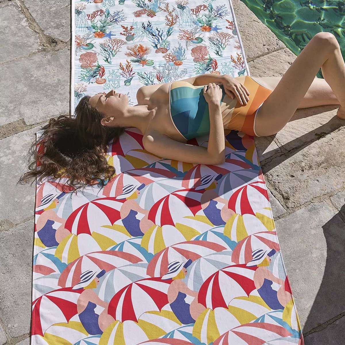 Fouta pur coton PARASOLS pop, GARNIER THIEBAUT