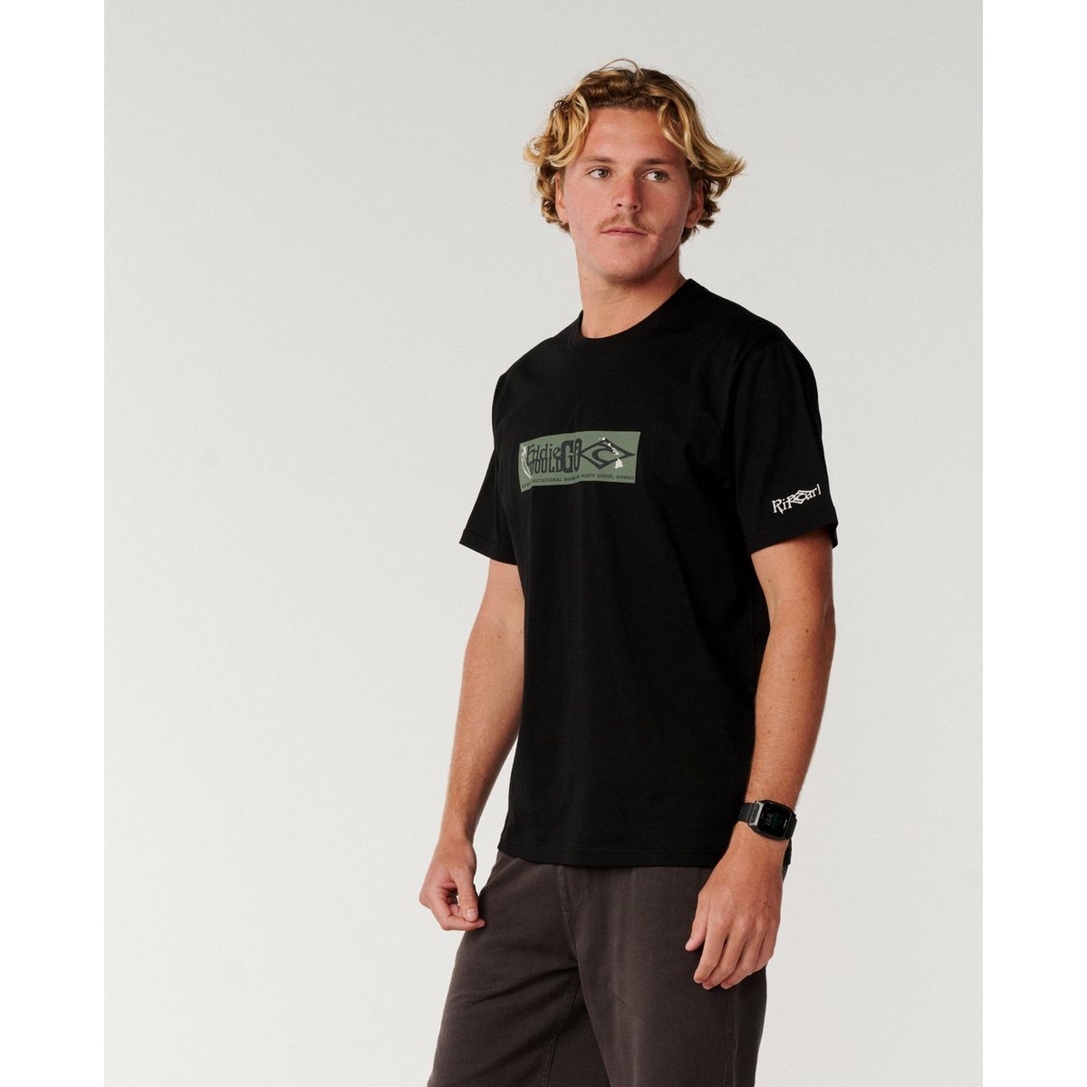 T-shirt 2026 EDDIE WOULD GO Sticker coupe relax noir, RIP CURL