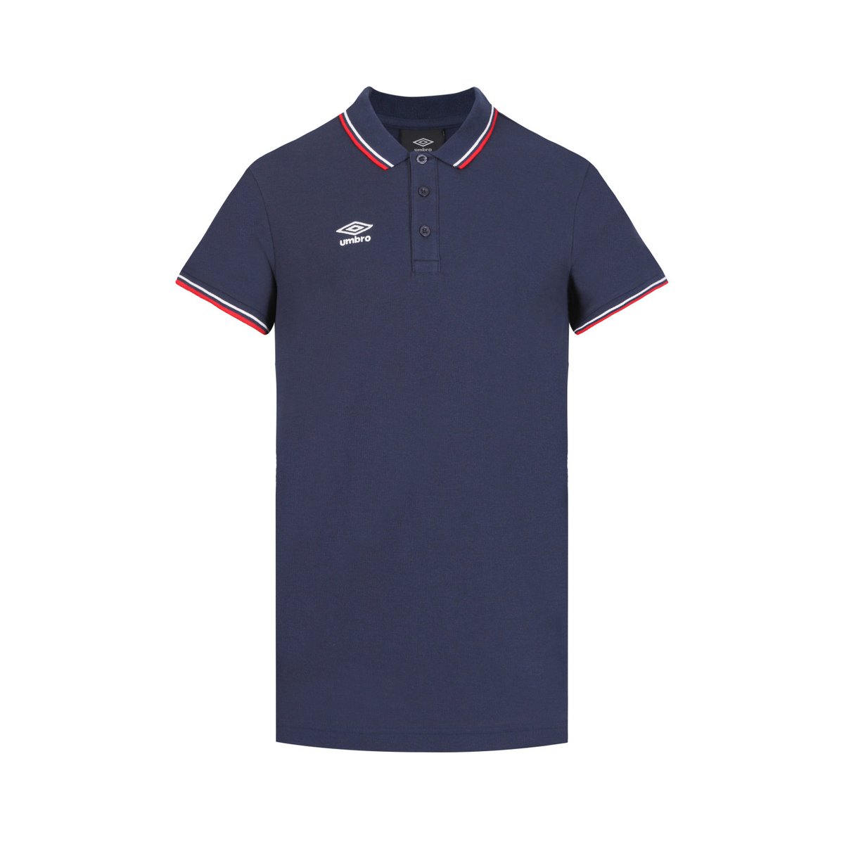 Polo piqué de coton bleu marine/rouge/blanc, UMBRO