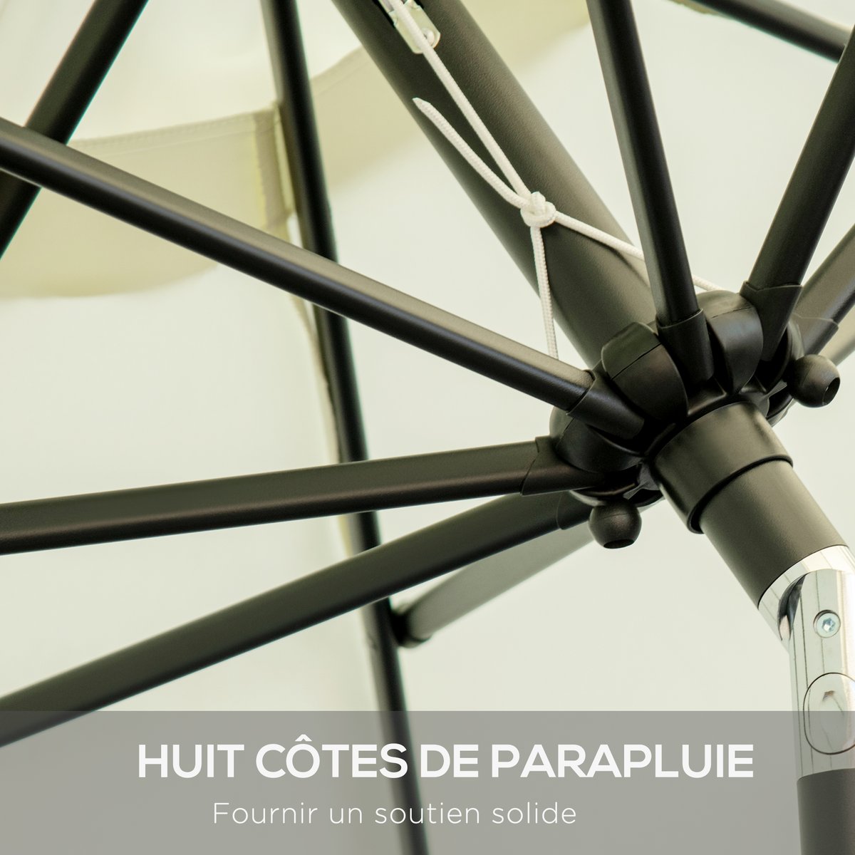 Parasol de terrasse Polyester Crème crème, OUTSUNNY