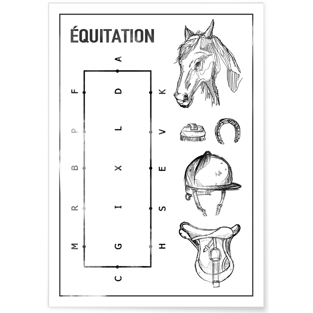 Affiche Équitation blanc, L'AFFICHERIE