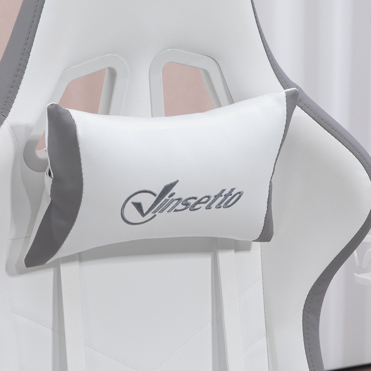 Fauteuil gaming Polyuréthane Blanc et gris blanc, gris, HOMCOM