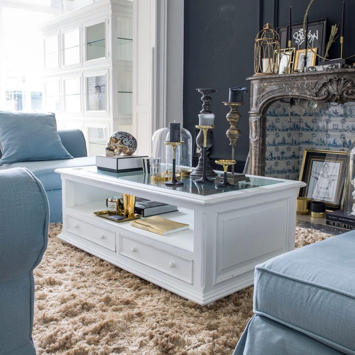Table basse rectangulaire - HARMONIE blanc, INTERIOR'S