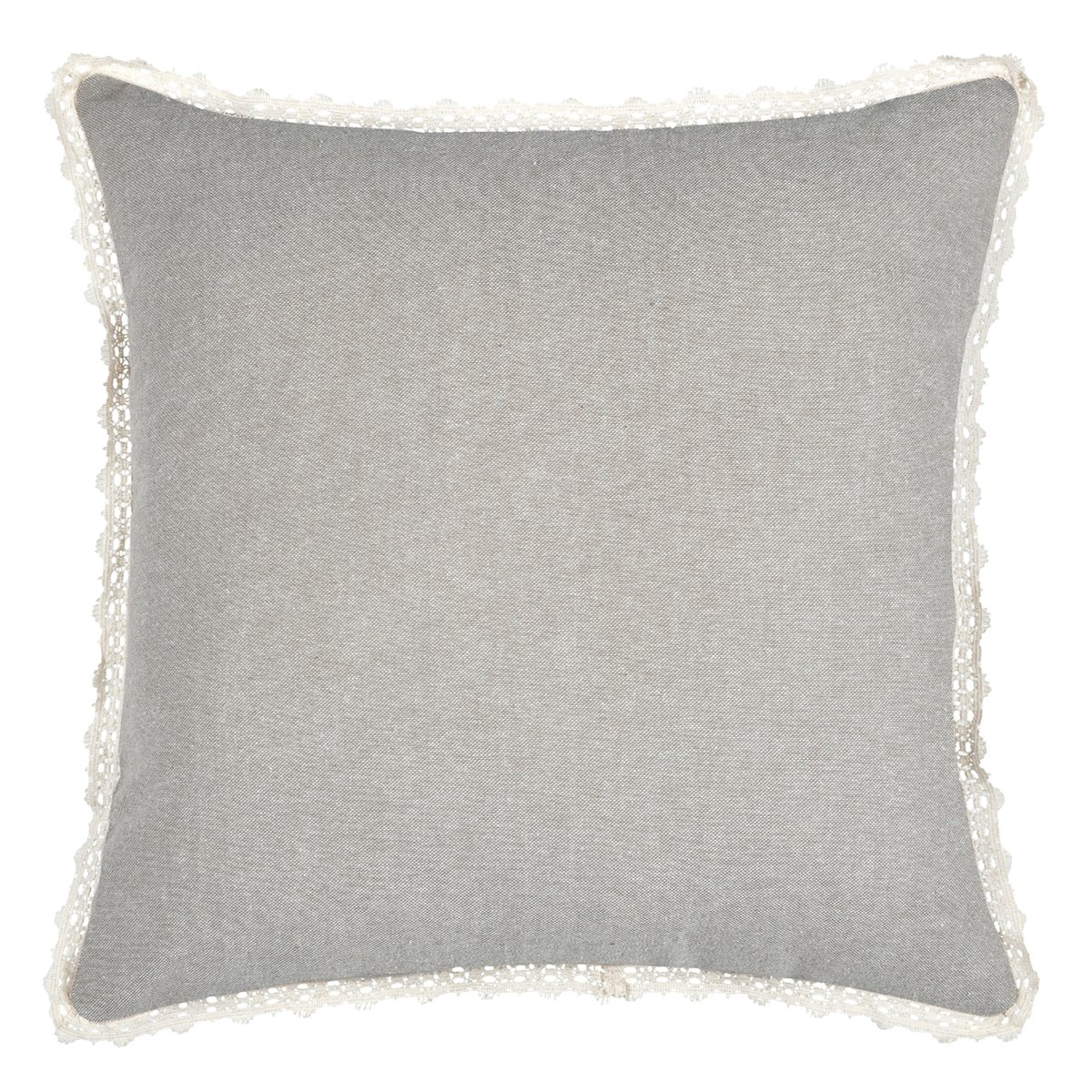 Coussin décoratif 100% coton finition dentelle ficelle, LOVELY CASA