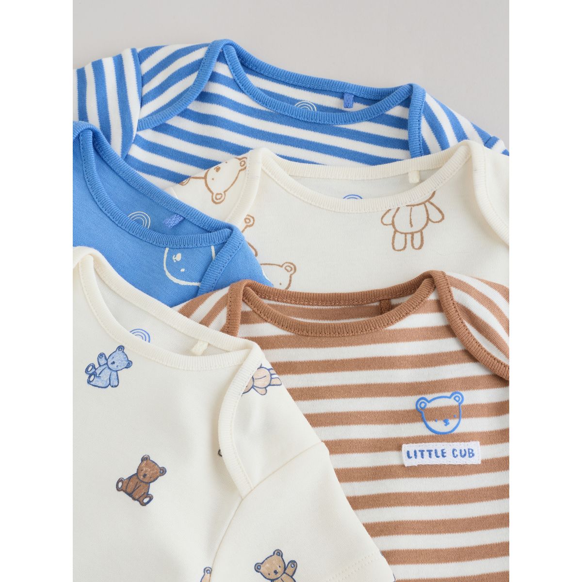 Body bébé à manches courtes, lot de 5 ours bleu/écru, NEXT