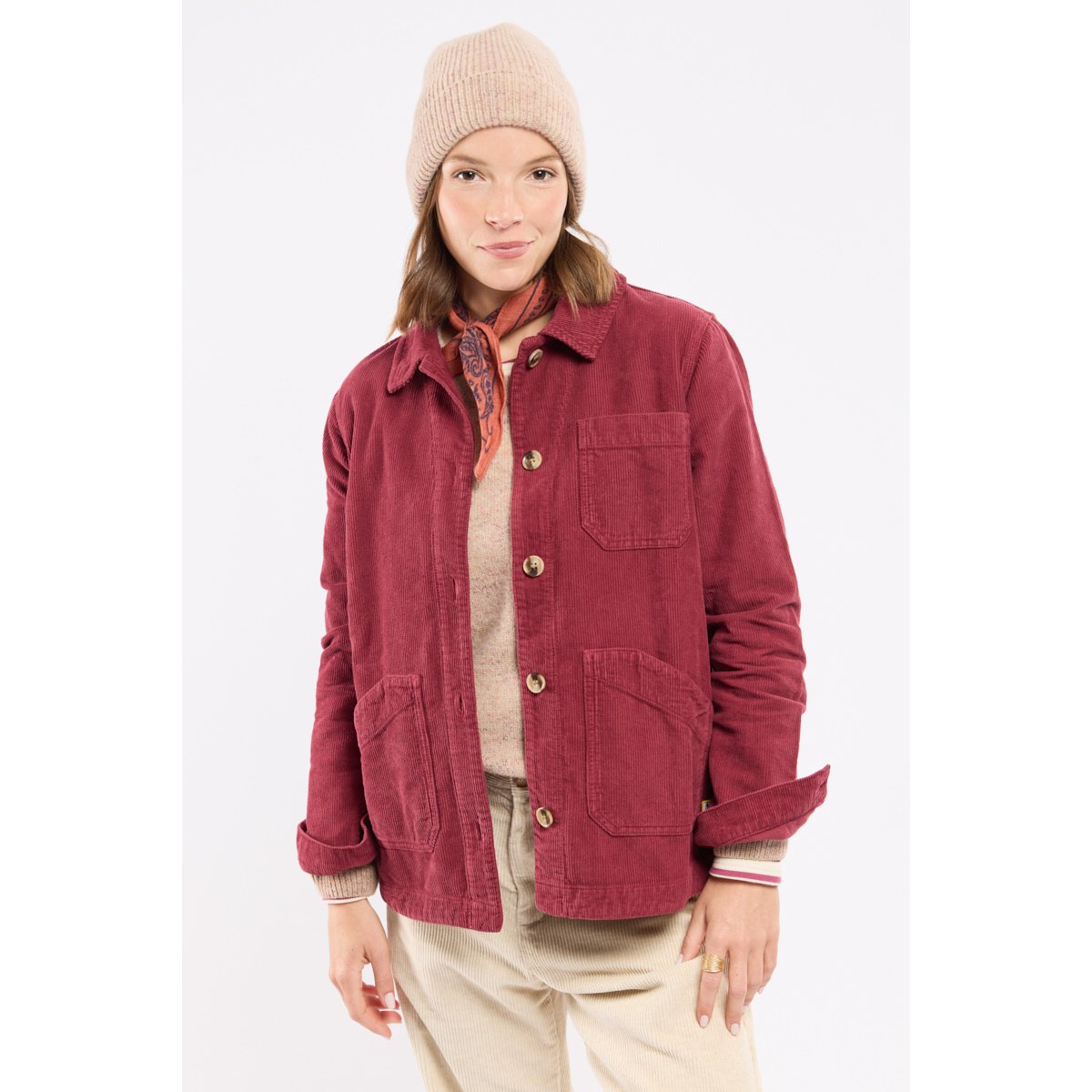 Veste pêcheur Héritage - velours betterave, ARMOR-LUX