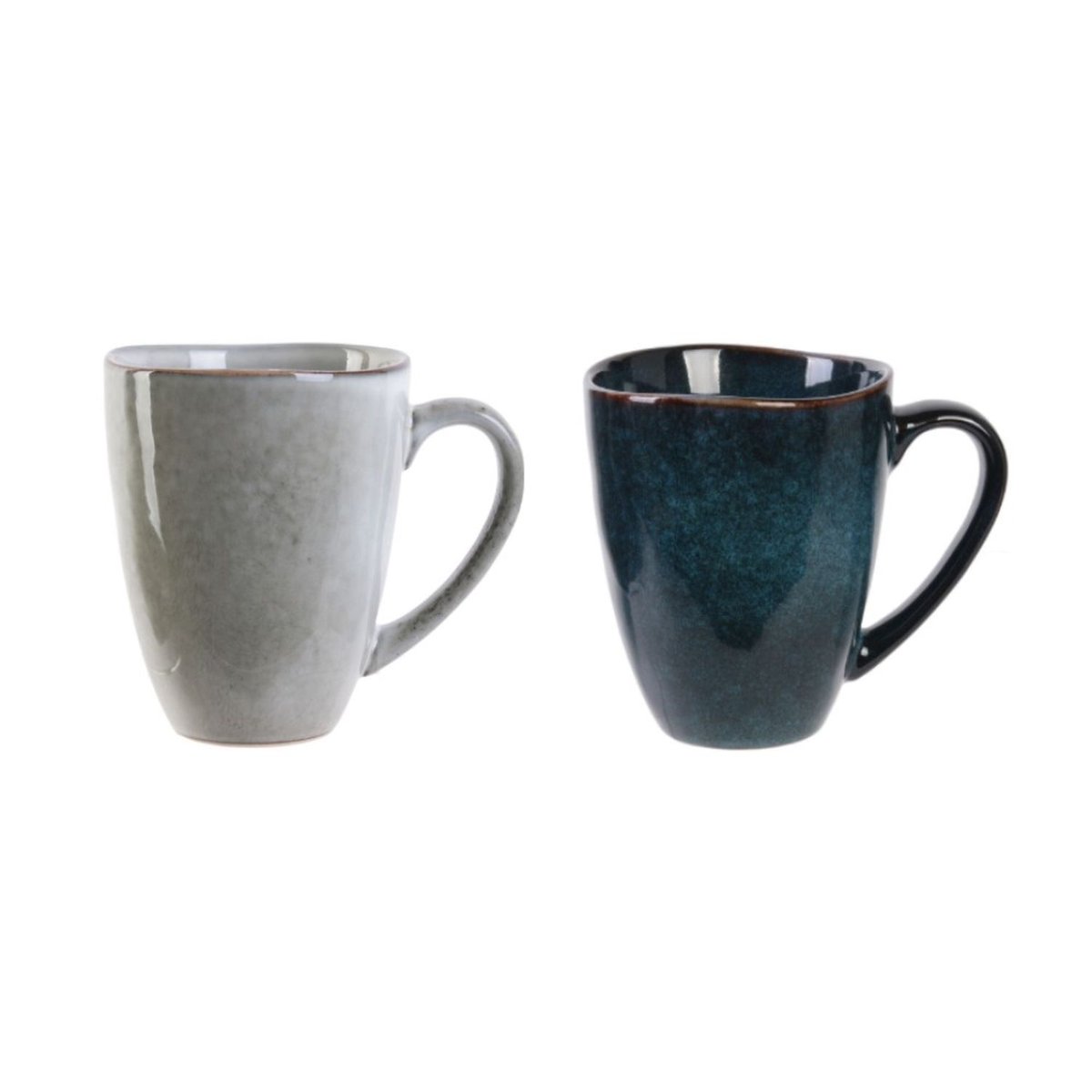 Lot de 2 mugs en grès 300 ml AU GRÉ DU TEMPS gris, TOILINUX