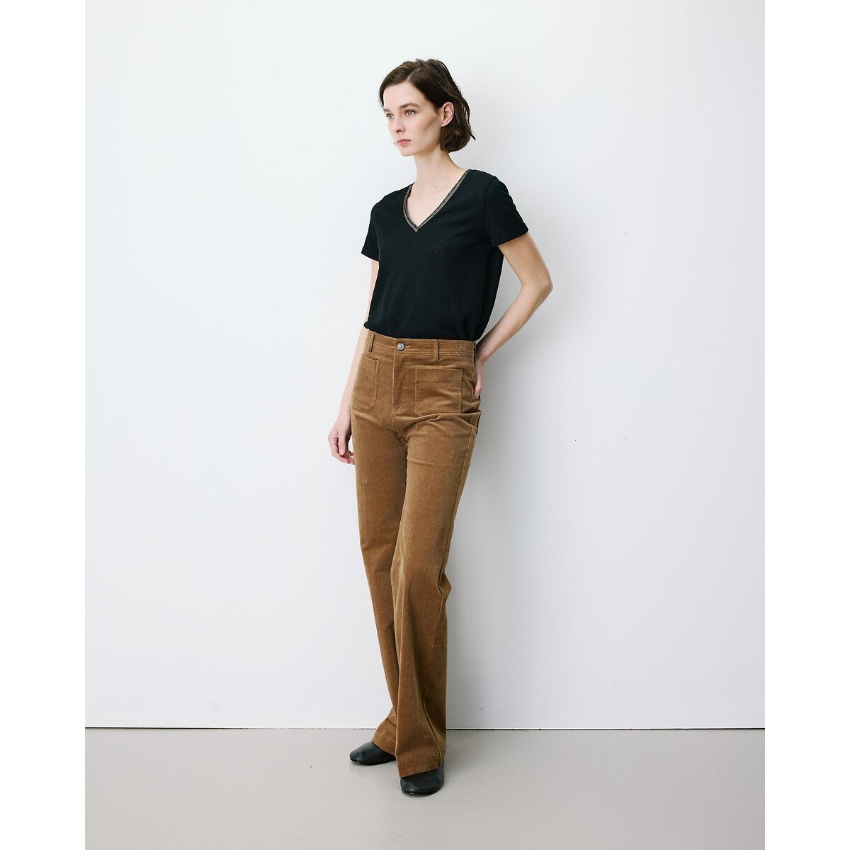 Pantaloni flare in velluto, Alban marrone, GRACE & MILA