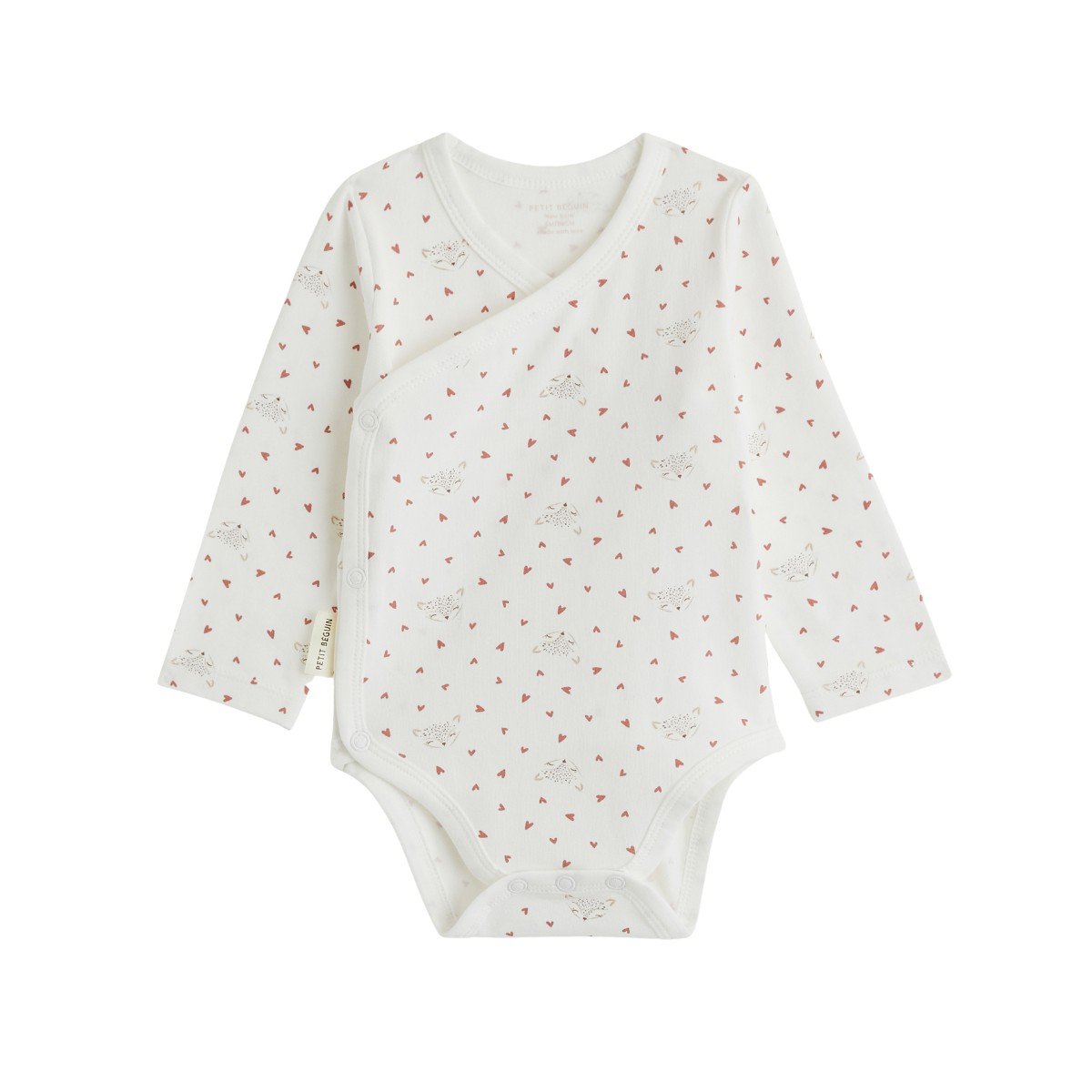 Lot de 2 bodies bébé manches longues ouverture croisée Doucette rose, PETIT BEGUIN