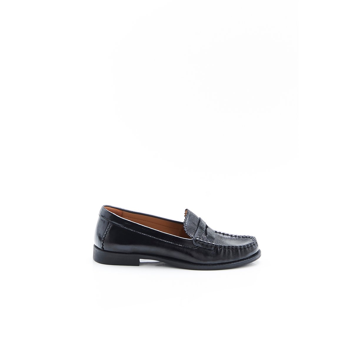 Mocassins vernis effet plissé noir, DAMART