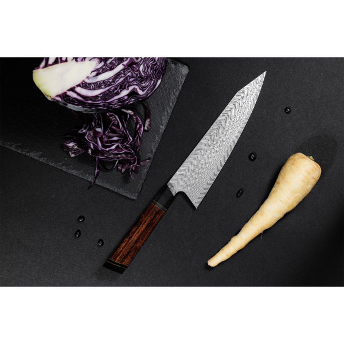 Couteau Desert Damas modèle chef kiritsuke 21cm bois, FUKITO
