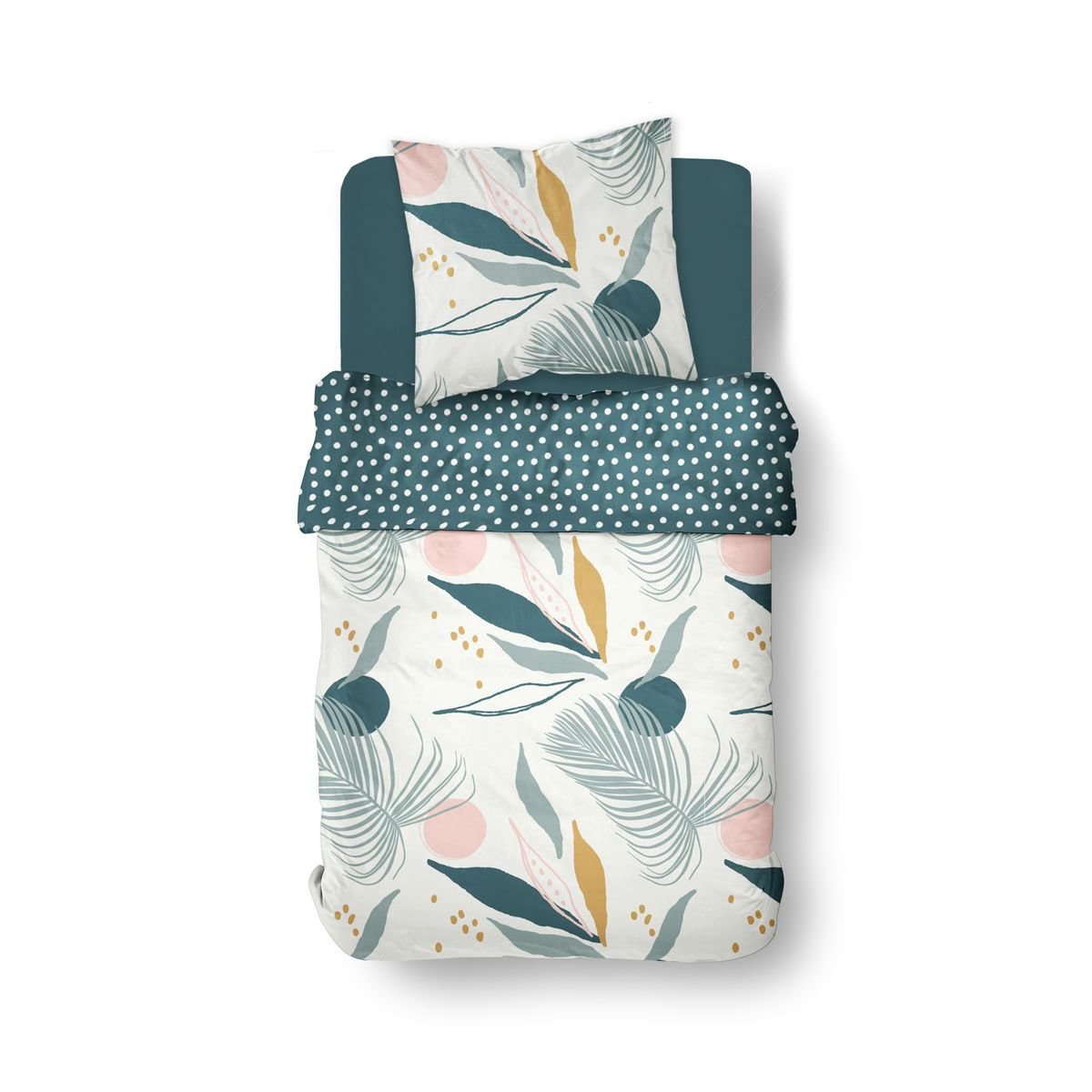 Parure de lit imprimé Floral coton SUNSHINE LOUNA blanc, TODAY