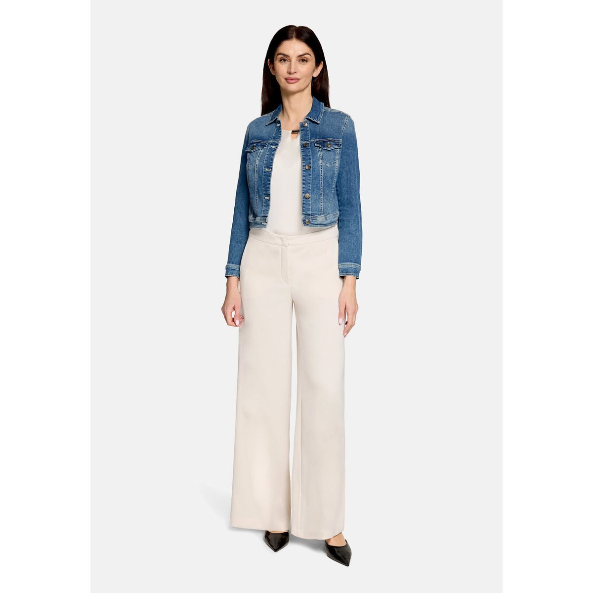 Veste en jean à effet délavé bleu, VERA MONT