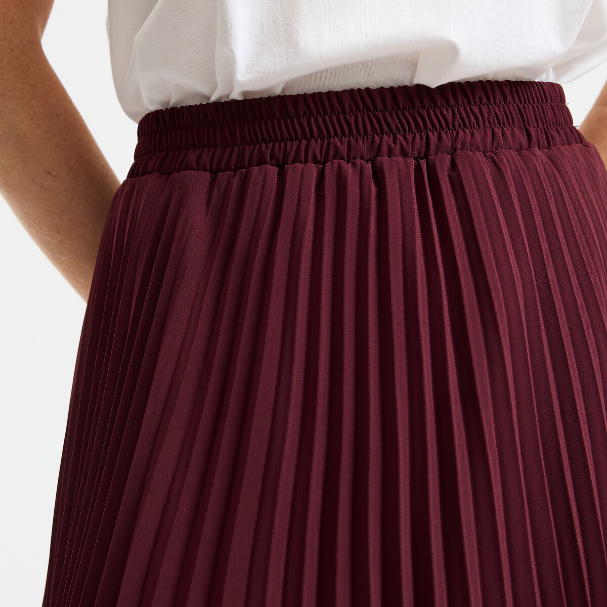 Falda evasé plisada, larga rojo burdeos, LA REDOUTE COLLECTIONS