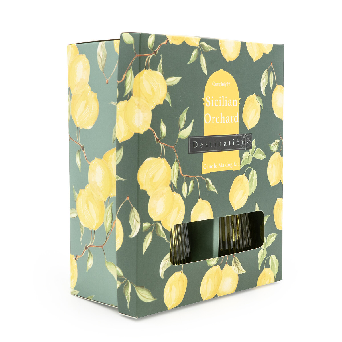 Sicilian Orchard Candle Making Kit in Mediterranean Lemon Grove Scent green, SO'HOME