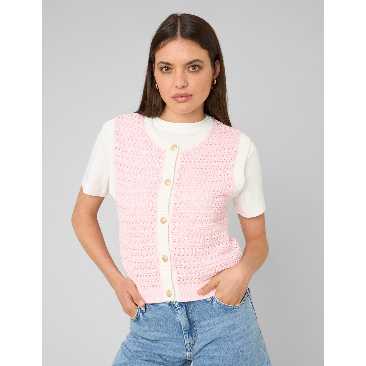 Gilet sans manches rose pâle, BZB