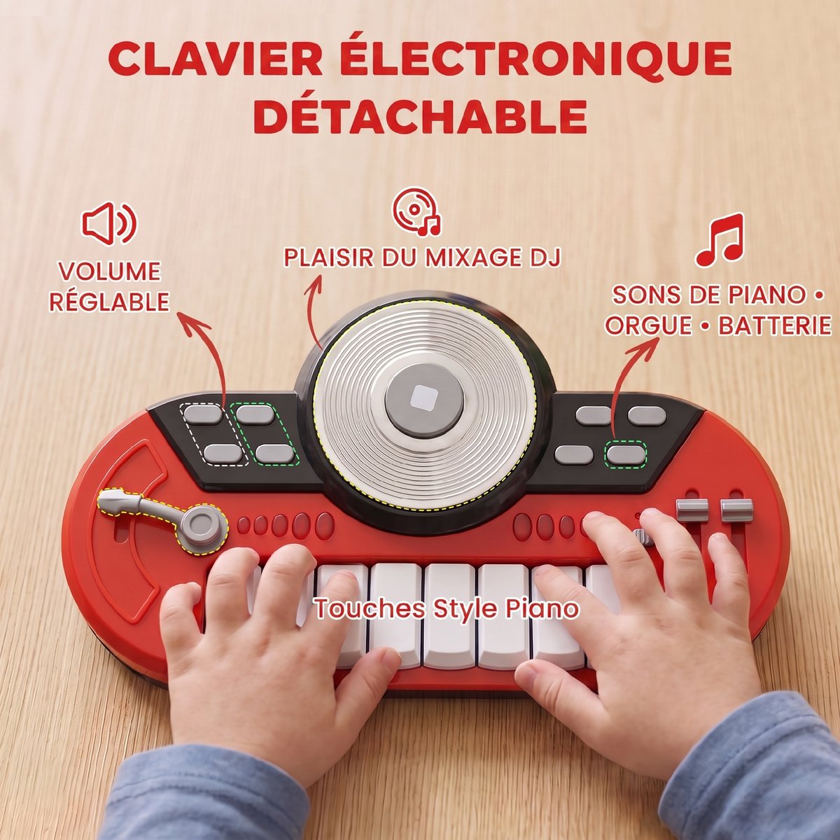 Batterie pour enfants ABS Rouge rouge, HOMCOM