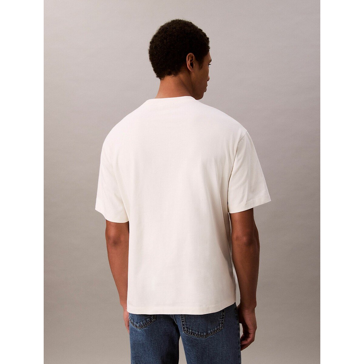 T-shirt manches courtes logo crème, CALVIN KLEIN JEANS