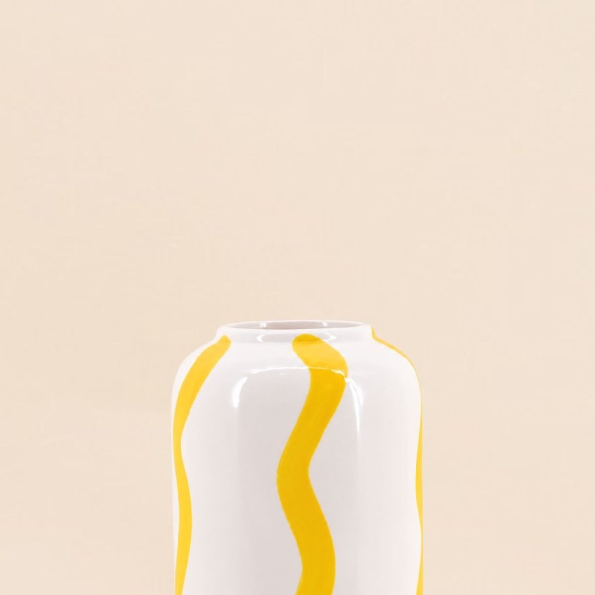 Vase rayé en céramique, H20cm jaune, ORNAMI