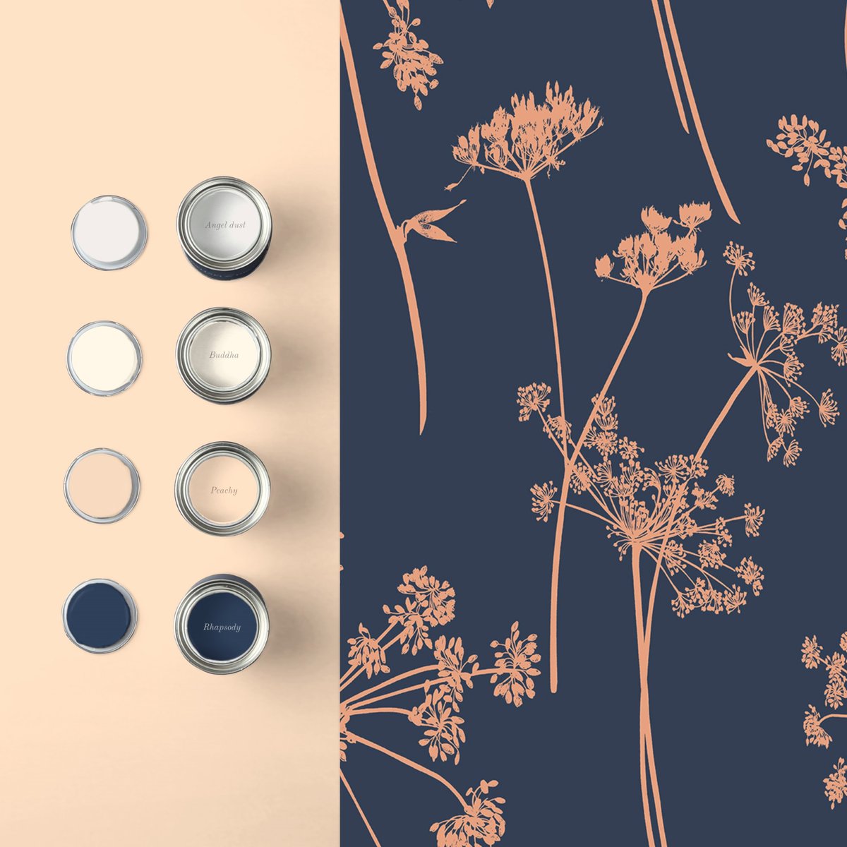 Papier peint Anthriscus Dusk bleu, GRAHAM ET BROWN