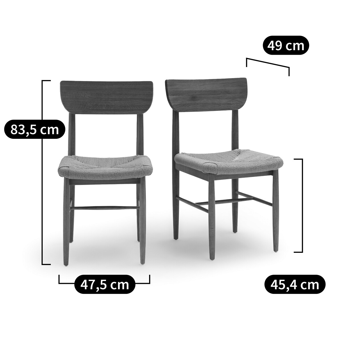 Lot de 2 chaises chêne massif et tressage, Andre chêne moyen, LA REDOUTE INTERIEURS