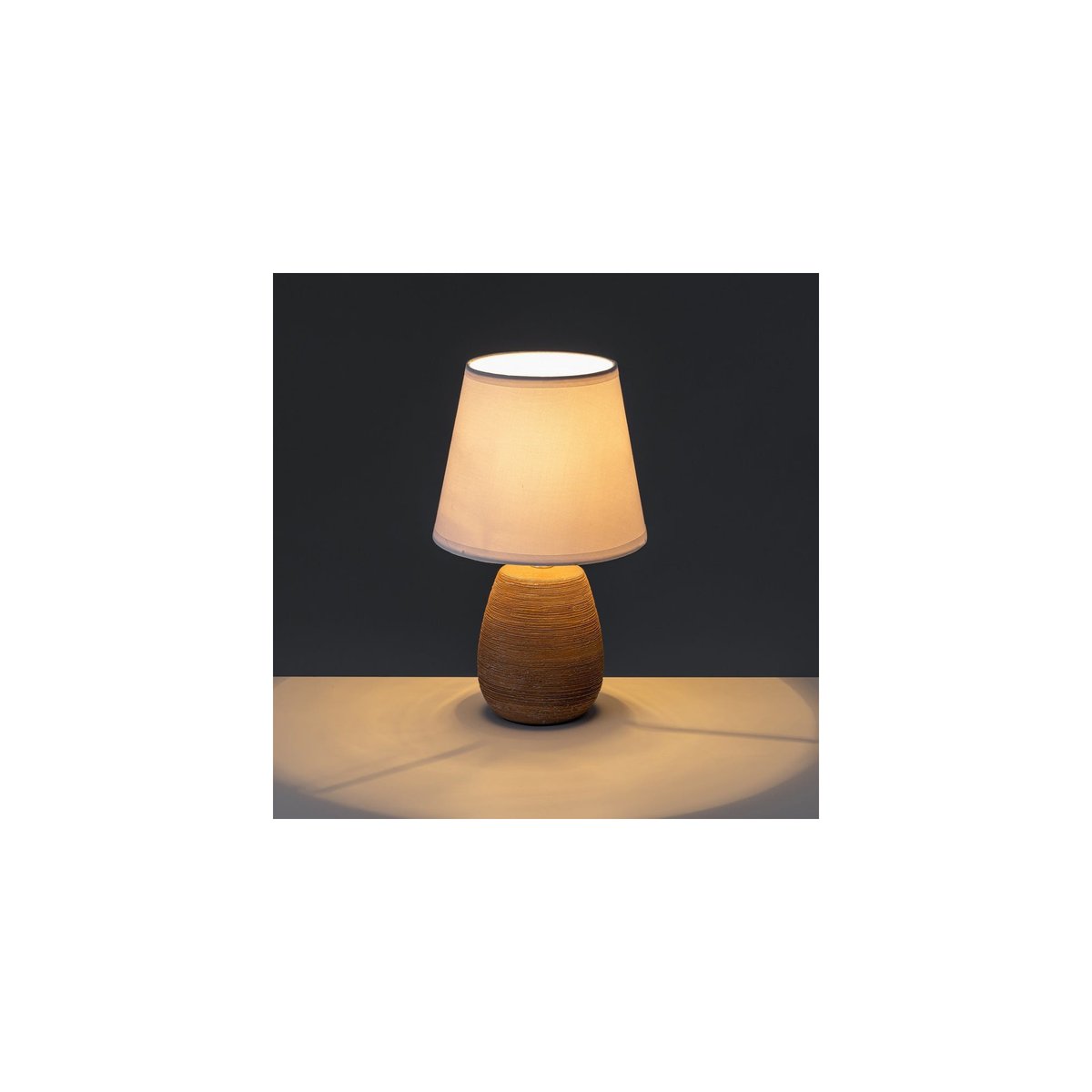 Lampe à poser ronde céramique marron effet naturel - 17x17x27.5cm marron, WADIGA