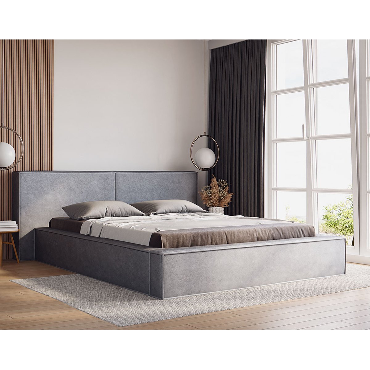 Lit coffre - EROS gris, BEST MOBILIER