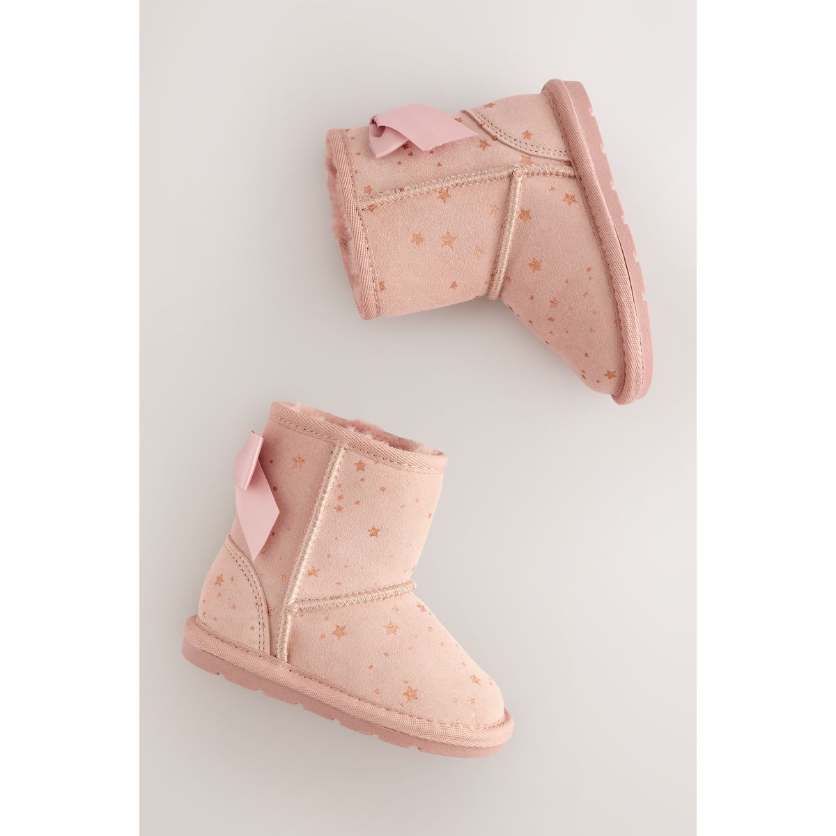 Bottes hautes à enfiler en daim déperlant noeud rose, NEXT