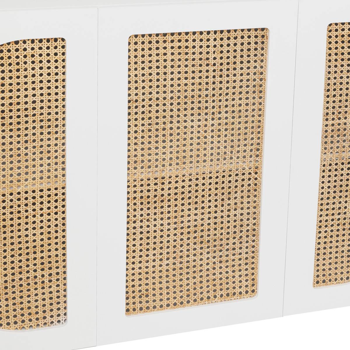 Buffet 3 portes cannage en rotin avec étagère ajustable CABRAS blanc, ATMOSPHERA