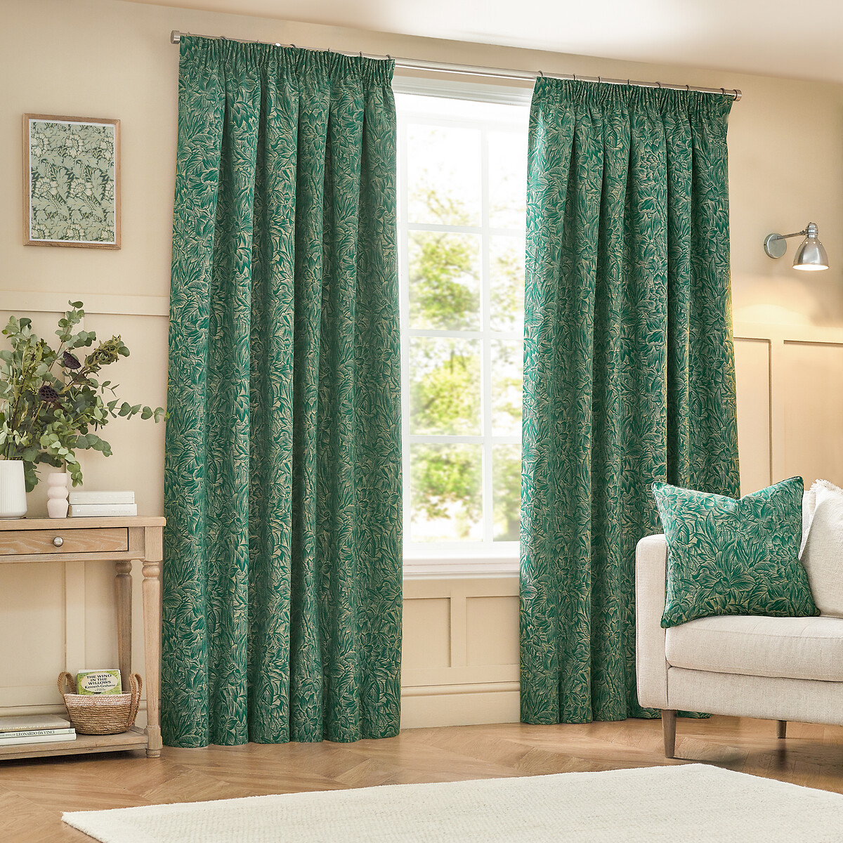 Grantley Pencil Pleat Curtains emerald, WYLDER