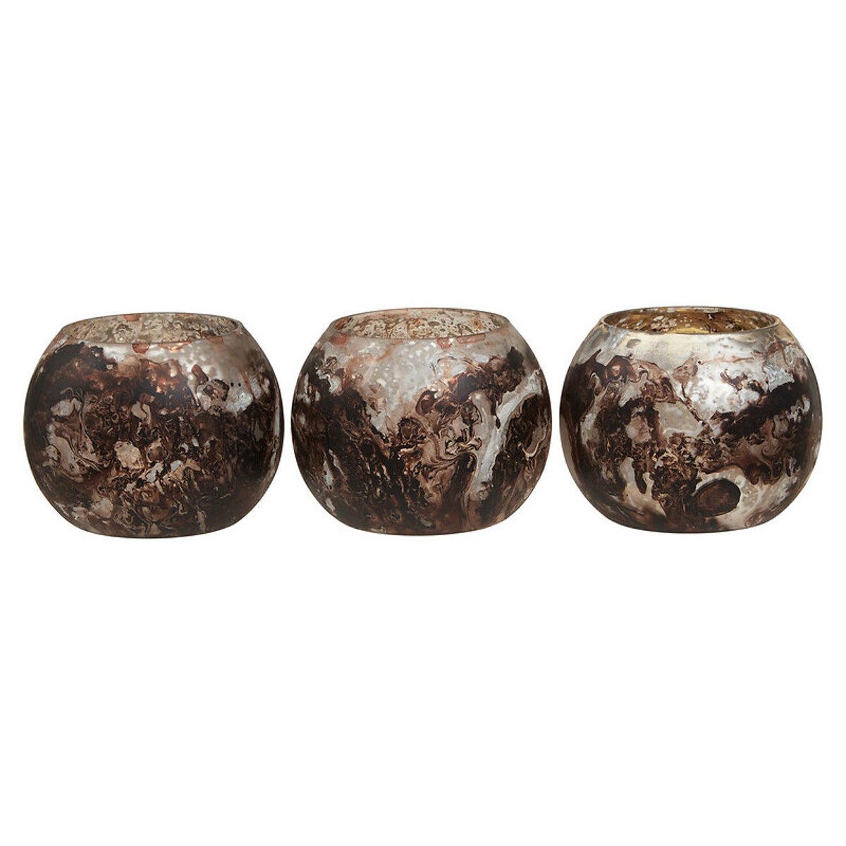 Set Of 3 Speckled Tealight Holders in Brown brown , ÉDITÉ