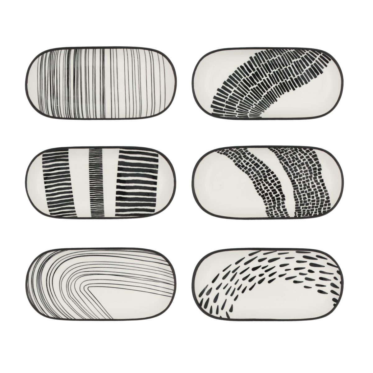 Lot de 6 coupelles ovales, YUCATAN noir, ARTIME