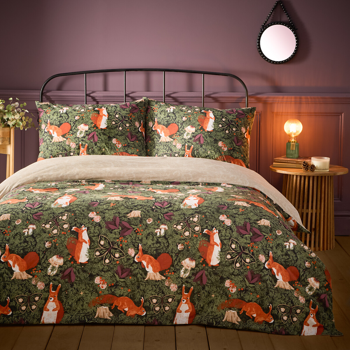 Pineberry Forest Reversible Duvet Cover and Pillowcase Set multi-coloured, FURN.
