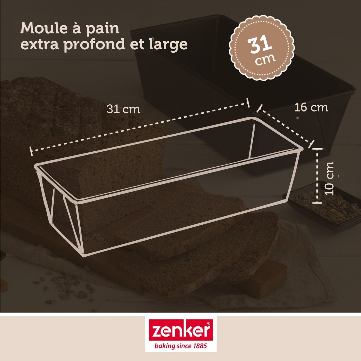 Ensemble de 2 Moules à pain 31cm PURE noir, ZENKER