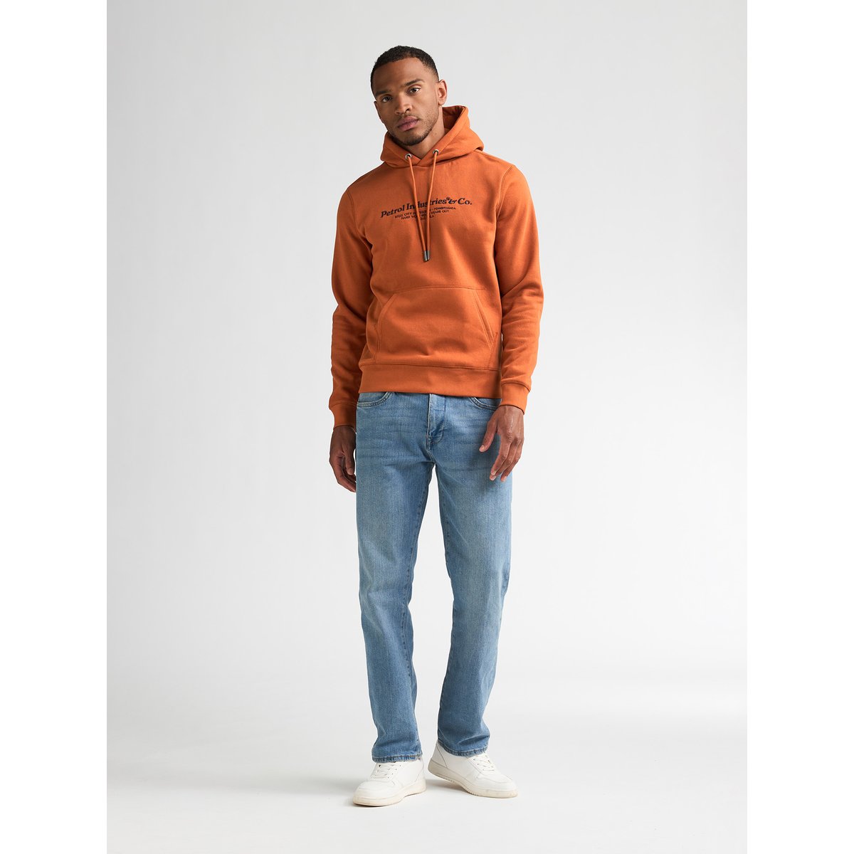 Sweat à capuche raglan imprimé cedarwood orange copper orange, PETROL INDUSTRIES